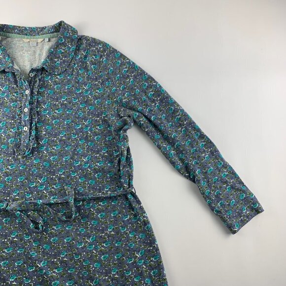 Boden Blue Green Collared Midi Shirt Dress with Sash Size 16 L 0064 - Picture 3 of 7